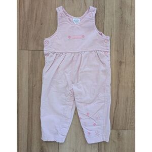 Vintage Light Pink Courdory Embroidered Baby Overalls